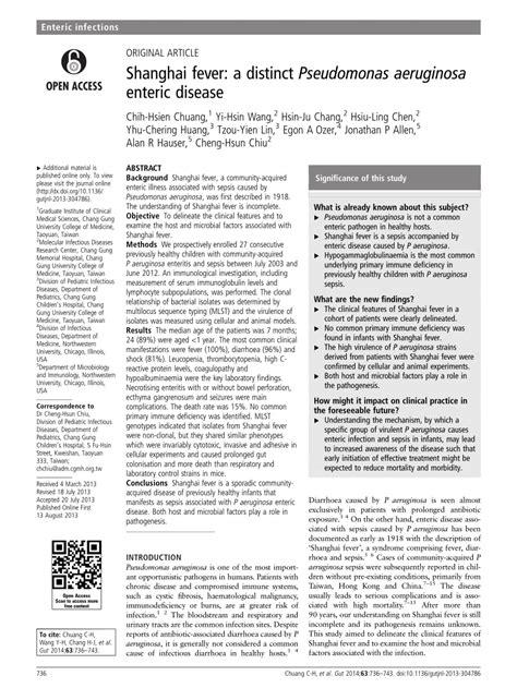 Shanghai fever: a distinctPseudomonas aeruginosaenteric …