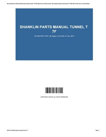 Shanklin parts manual tunnel t 7f. - Nunca beses a los sapos!/ never kiss any frogs.