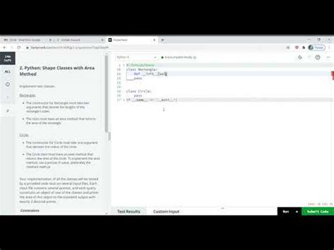 Shape classes with area method python in hackerrank solution.  Jul 19, 2023 · Summary: Implemen...
