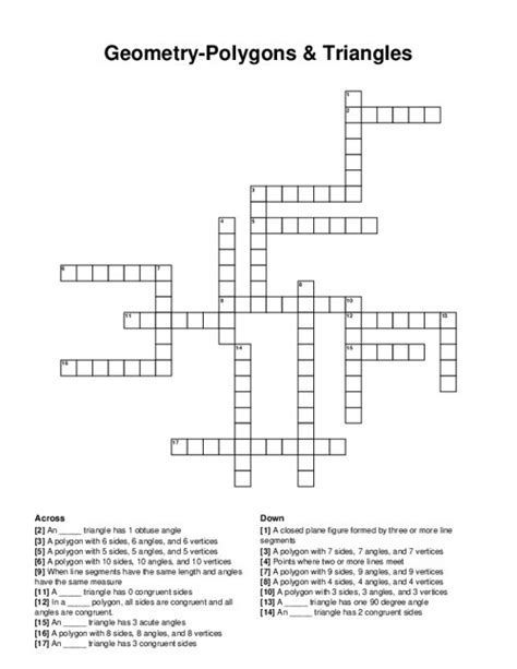 Crossword Clue Answers. Find the latest crossword clues from New York Times Crosswords, LA Times Crosswords and many more ... DECAGON Shape with 10 vertices (7) Wall ....