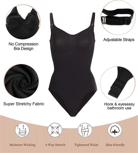 Shaperx Tummy Control Body Shaper Thong Bodysuit Shapewear