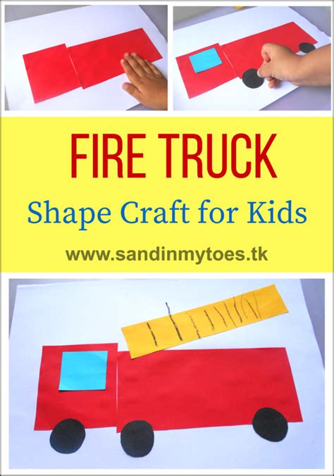 Shapes Fire Truck Truck crafts, Fire safety preschool crafts