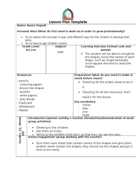 Shapes Lesson Plan for ESL Kids Teachers (2024)