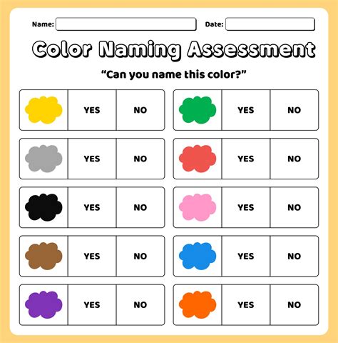 Shapes and Colors Assessment Preschool assessment