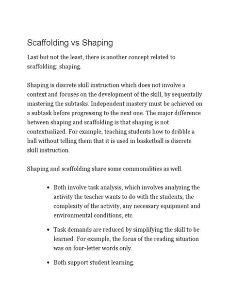 Shaping Vs Scaffolding - Essay Example - Studentshare