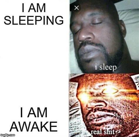 Shaq awake meme. Shaq is just a grifter. Theres a video he put out a while ago before he was super popular reacting to esketit and he loved it. Now he hates on anything "mumble rap". I haven't watched him in a hot minute but I just think he's annoying. It gets old when you mention ja rule every five seconds. 