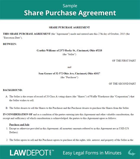 Share Sale And Purchase Agreement Templates - UK Companies