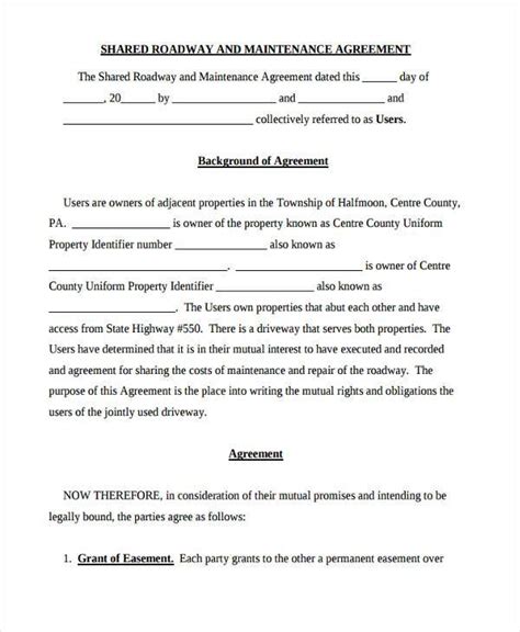 Shared Road Maintenance Agreement Template - Google Sites