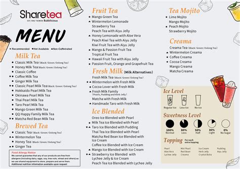 Sharetea menu - Hayward CA 94545 - (877) 585-1085 - Allmenus