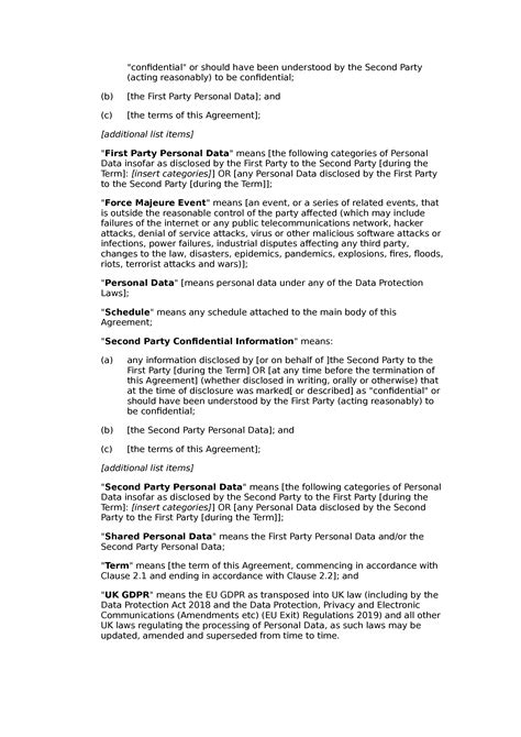Sharing Agreement Example Data Format Gdpr Npc Sample