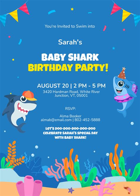 Shark Birthday Invitations Online Template Editing Corjl