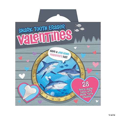 Shark Tooth Eraser Valentines for Kids - 28 Card Pack Valentines …