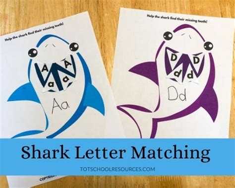 Shark letter matching game {Free printable worksheets}