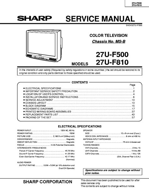 Sharp 27u f500 27u f810 manuale di servizio tv. - Manual de horno de tostadora de convección asador negro decker.