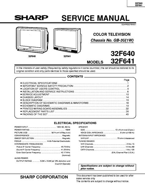 Sharp 32f640 32f641 color tv repair manual. - The pocket idiots guide to feng shui pocket idiots guides.