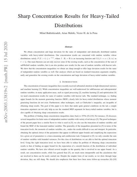 Sharp Concentration Results for Heavy-Tailed Distributions