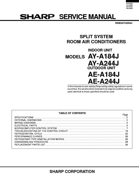 Sharp air conditioner ay ae a244j service manual. - Singer sewing machine repair manuals 258.