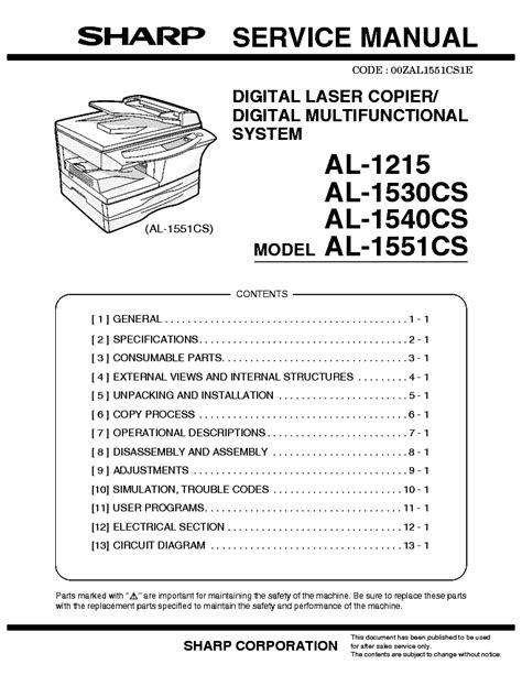 Sharp al 1215 al 1530cs al 1540cs al 1551cs digital laser copier service repair manual. - Y aterrizaron en las luna - encuadernado.