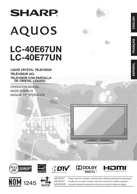 Sharp aquos lc 40e67u 40e77u service manual repair guide. - 2006 cadillac cts navigation system manual.