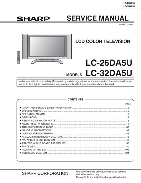 Sharp aquos lcd tv service manual. - Manual to attach sidecar to harley davidson.