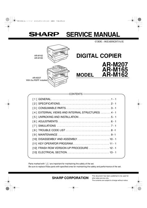 Sharp ar 207 digital copier repair manual. - Giuseppe bertini, il grande maestro dell'ottocento a brera.