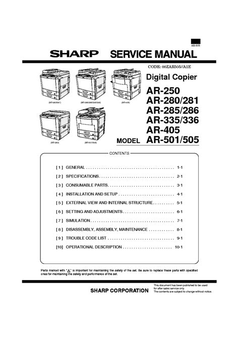 Sharp ar 250 280 281 285 286 335 336 405 501 505 comb service manual. - David brown 995 traktor werkstatt service reparaturanleitung.