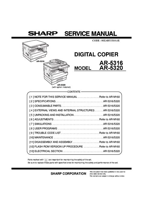 Sharp ar 5316 ar 5320 digital copier service repair manual. - Loma de avila: orígenes y evolución del villorio san josé y pueblo funes..