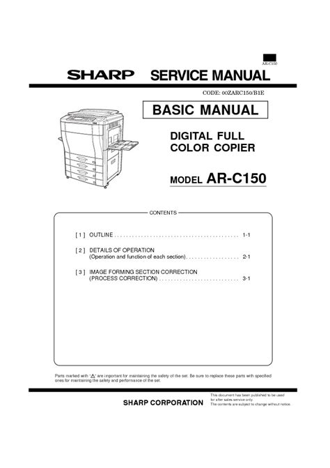 Sharp ar c150 color copier service manual. - Comment gagner dans un march en crise les guides du trading t 6 french edition.