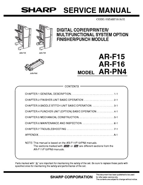 Sharp ar f15 ar f16 ar pn4 service manual. - Bowers wilkins b w as 6 600 series service manual.