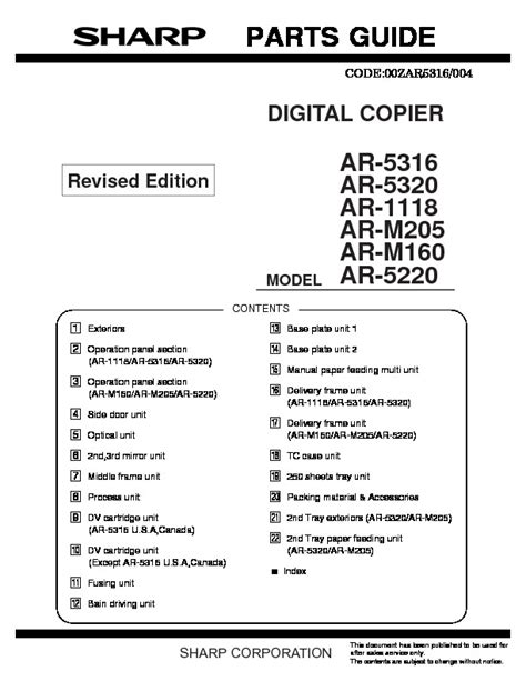 Sharp copier service manual ar 5320e. - Estado de las cooperativas en honduras, 1993.