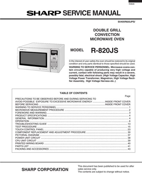 Sharp double grill convection microwave oven manual. - Manual for model fc290v as10 engine.
