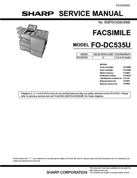 Sharp fo dc535u service manual parts guide. - Car manual for 95 acura integra.