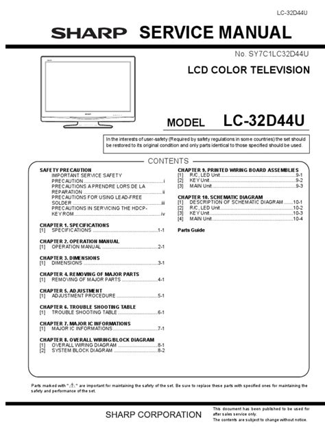 Sharp lc 32d44u lcd tv service manual download. - Case tx170 45 turbo telehandler parts catalog manual.