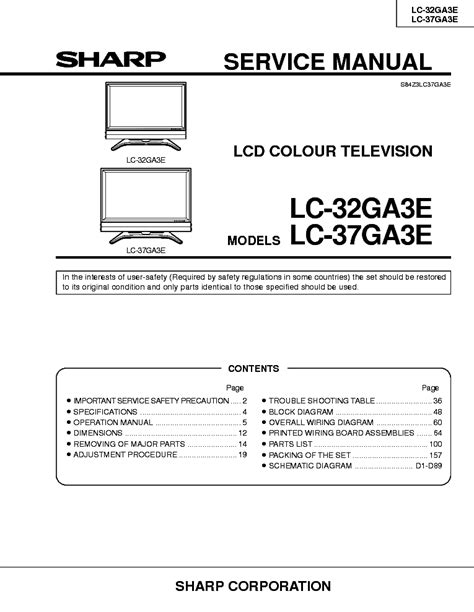 Sharp lc 32ga3e 37ga3e service manual repair guide. - Dsp mitra 4th edition solution manual.