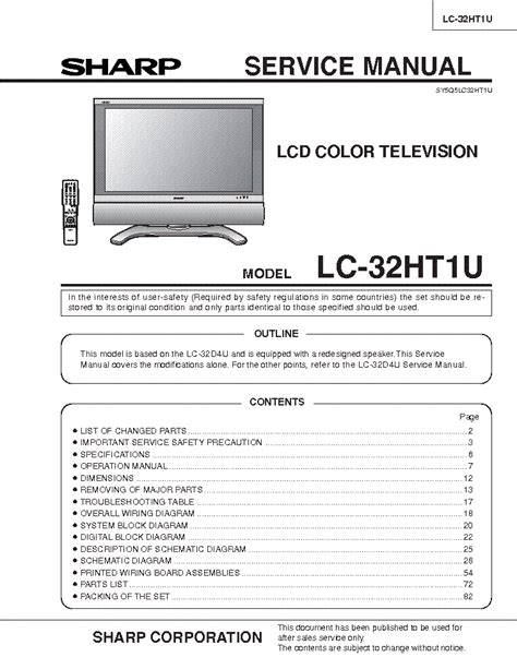 Sharp lc 32ht1u lcd tv service manual. - Changing circumstances an acting manual with 24 scenes.