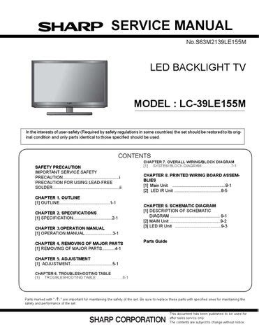 Sharp lc 39le155m led tv service manual. - Radio cd boost mini cooper manual.