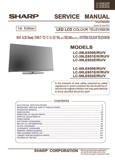 Sharp lc 50le652e ru v led lcd tv service manual. - Samsung ml 3050 ml 3051 service manual.