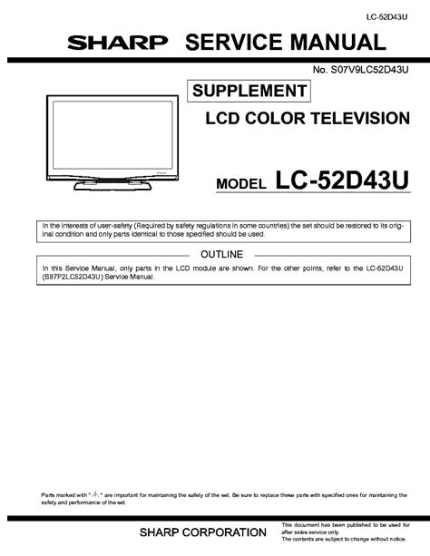 Sharp lc 52d43u lcd tv service manual download. - Human resource management in local government an essential guide.