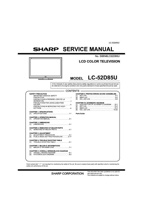 Sharp lc 52d85u service manual repair guide. - Process of care dental hygiene study guide.