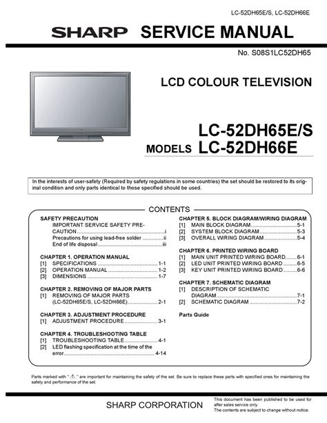 Sharp lc 52dh65e s lc 52dh66e manuale di servizio tv lcd. - Control systems b c kuo solution manual.