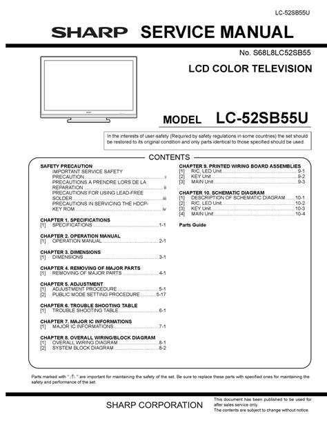 Sharp lc 52sb55u lcd tv service manual download. - Isuzu axiom repair manual 2001 2004.