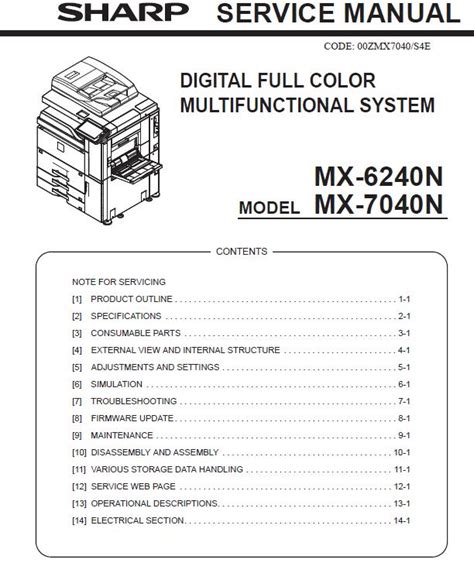 Sharp mx 6240n 7040n service manual technical documentation. - Subaru legacy 2008 manual de reparación de servicio.
