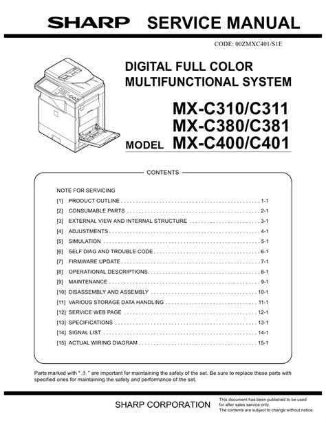 Sharp mx c310 c311 mx c380 c381 mx c400 c401 service manual. - Manuale di servizio aprilia rx 50.