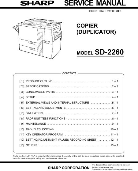 Sharp sd 2260 copier service manual. - 2003 proline 22 sport owners manual.