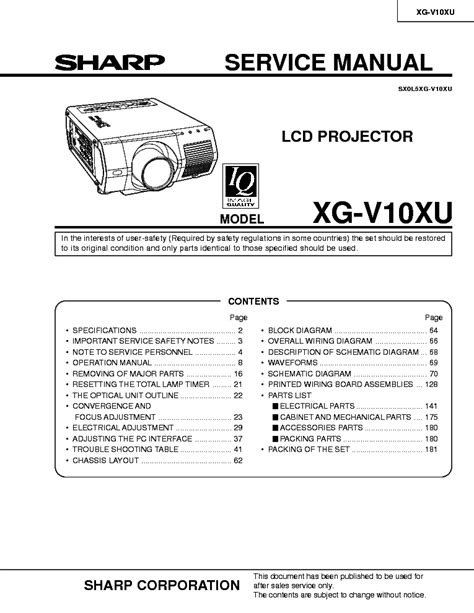 Sharp xg v10xu service manual repair guide. - Exposición peruana en parís los tesoros del perú,.
