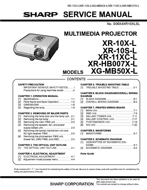 Sharp xr 10x l xr 10s l xr 11xc l projector service manual. - 2008 mccormick mtx 120 user manual.