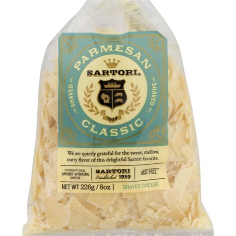 Shaved parmesan. Description. A hard cheese with a slightly fruity and nutty flavor, grated Parmesan is perfect for sprinkling on pastas, soups and more. Gluten Free and made with no artificial growth hormones*. *No significant difference has been shown between milk from cows treated or not treated with rbST (artificial growth hormone). 