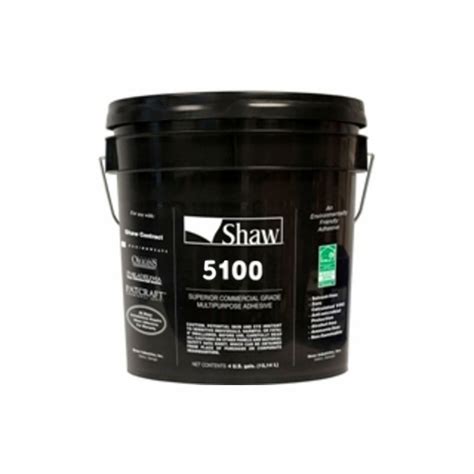 Shaw 5100 adhesive. 4100 259VS -4GAL Shaw 4100 Adhesive 4 Gallon. Product Discontinued. No Longer Available. Shaw 4100 Adhesive 4 Gallon. Item # 386049 . Product. Accessories . SKU. SHLVTACC-4100 259VS -4GAL . Color/Pattern# 4100 259VS -4GAL . Color Name/Item. Shaw 4100 Adhesive 4 Gallon . Condition. New . Usually Ships. 