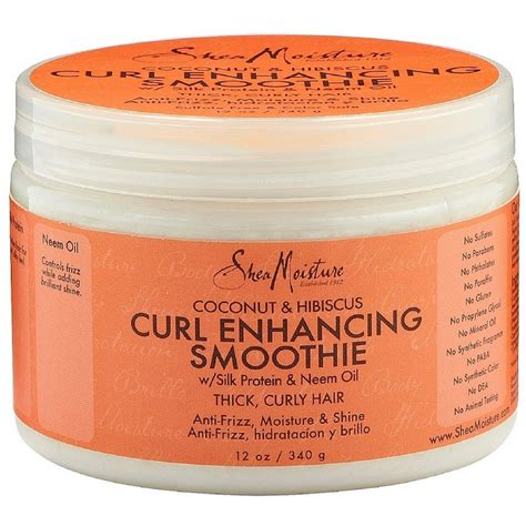 Shea moisture smoothie. Shea Moisture Coconut & Hibiscus Curl Enhancing Smoothie for Thick, Curly Hair 12 oz. helps give you soft, silky and defined curls! Our Curl Enhancing Smoothie, enriched with Silk Protein, Neem and Coconut Oils and Shea Butter, helps to define curls, restore moisture, reduce frizz and create shine. Great for conditioning hair without weighing ... 