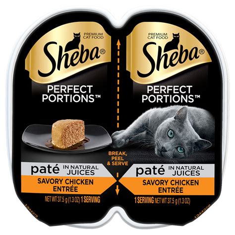 Sheba perfect portions. SHEBA ® PERFECT PORTIONS™ Wet Kitten Food has a soft paté texture that is perfect for small mouths and is made without grain, corn, soy* or artificial flavors. *Trace amounts may be present due to cross-contact during manufacturing. 